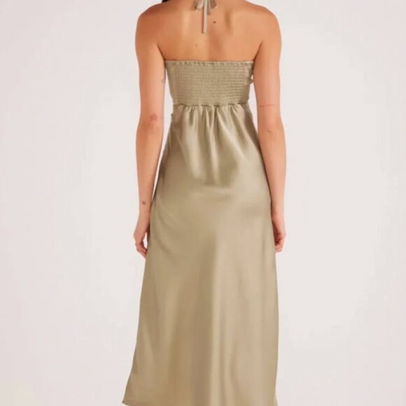 NWT Minkpink Satin open-back halter midi gown SMALL - Picture 5 of 7